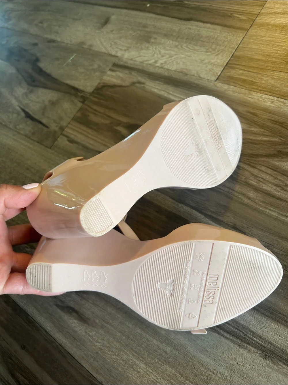 Melissa Light Pink Wedge Slingback Sandals